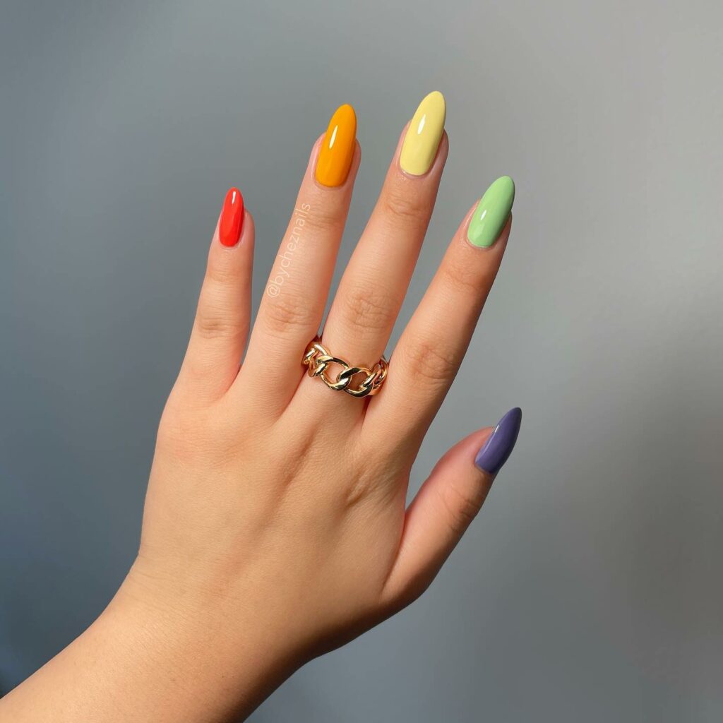 2024's Latest Cute Summer Nails Designs: 30+ Designs to Inspire You 19 Rainbow Radiance