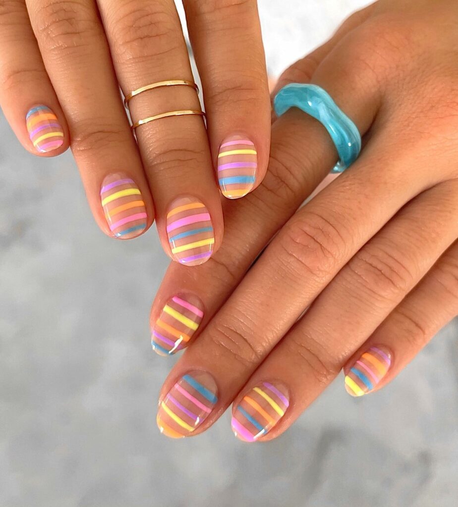 34 Latest Pastel Nail Designs To Try in 2024! 39 Rainbow Stripes pastel nails