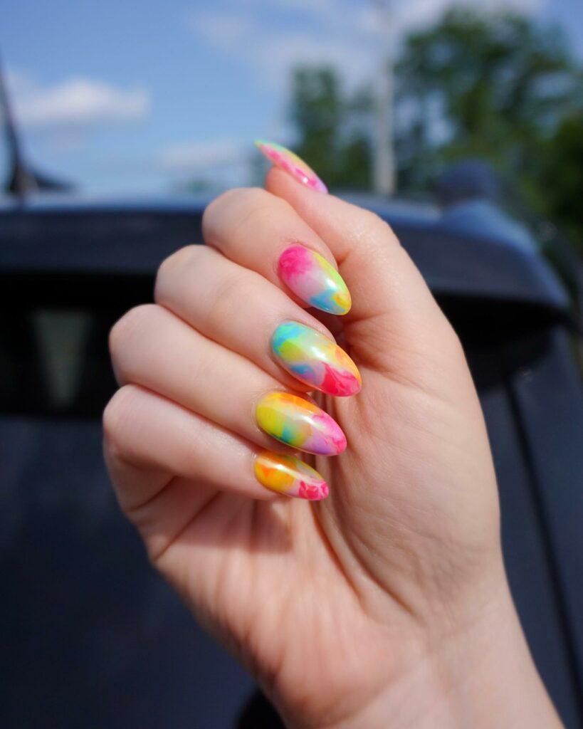Get Artsy with 25 Tie-Dye Nail Designs in 2024 24 Ethereal Rainbow Watercolor Tie-Dye Nails