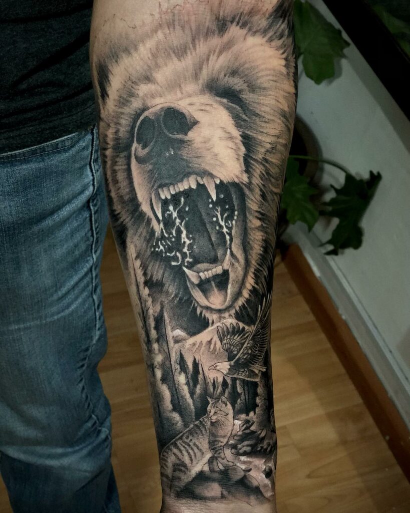 11+ California Bear Tattoo Ideas That Will Blow Your Mind! 12 Realistic Black and Grey Bear Tattoo