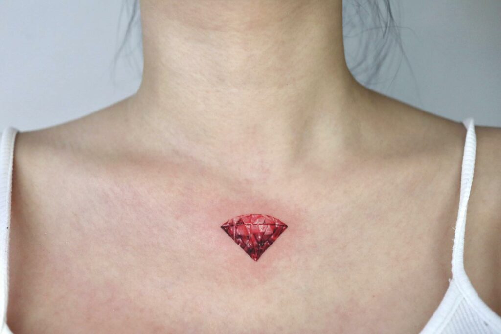20+ Diamond Tattoo Ideas That Will Blow Your Mind! 14 Realistic Diamond Tattoos On The Chest ideas