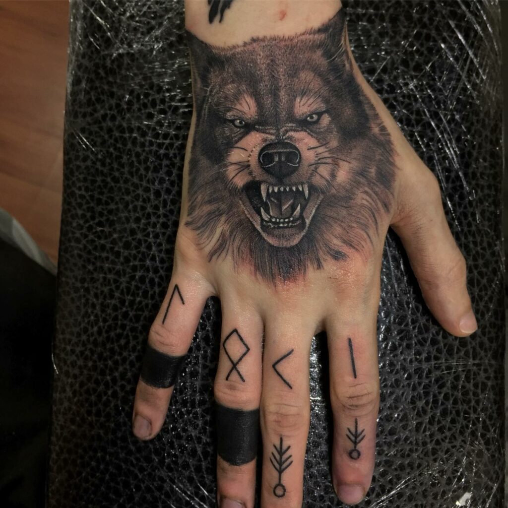 11+ Fenrir Wolf Tattoo Ideas That Will Blow Your Mind! 14 Realistic Fenrir Wolf Hand Tattoo