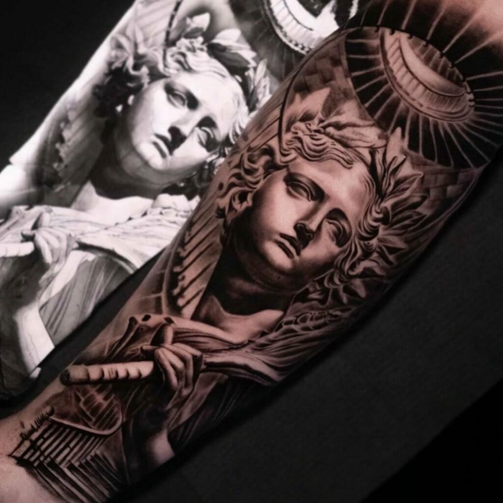 11+ Dark Age Tattoo Designs You Need To See! 19 Realistic Greek Mythology Statue