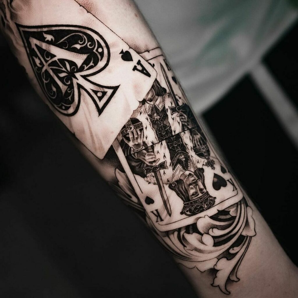 11+ Playing Cards Tattoo Ideas To Inspire You! 16 Realistic King Of Hearts And Ace Of Spades Tattoo
