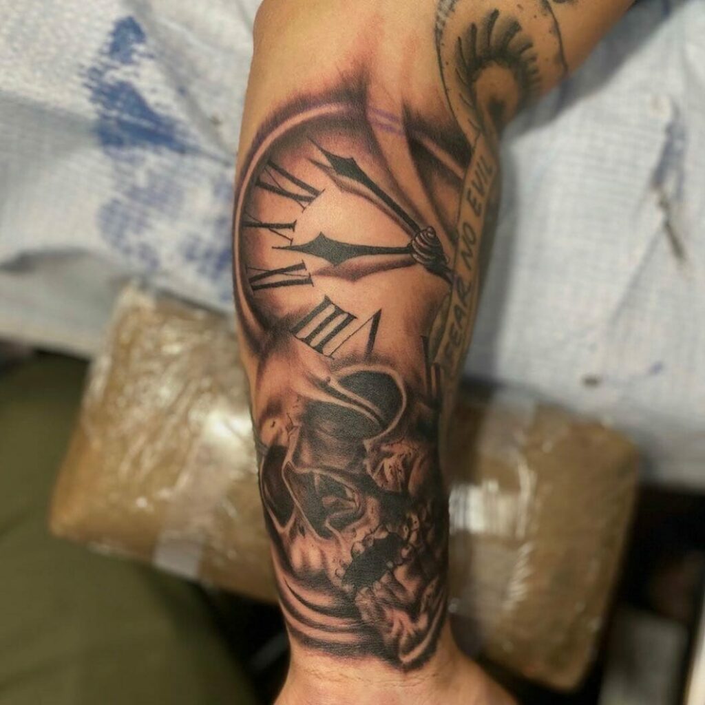 34 Hand Skeleton Tattoo Designs for 2024 42 Skeleton Clock Hand Tattoo