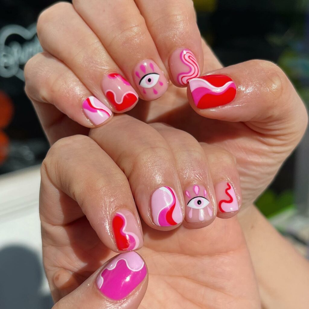 37 Latest Red And Pink Nail Design Ideas To Try In 2024! 39 Abstract Red and Pink Nails