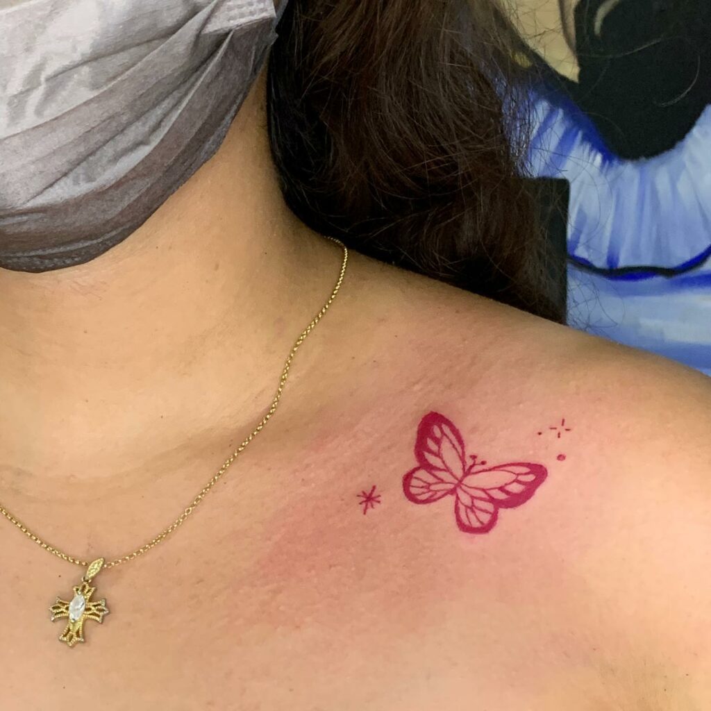 12+ Shoulder Butterfly Tattoo To Inspire You! 17 Red Butterfly Sketch Tattoo