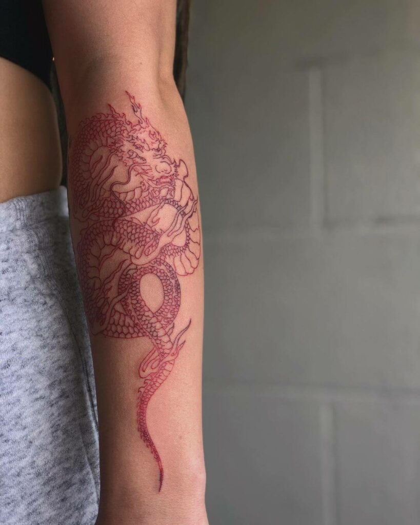 11+ Chinese Dragon Tattoo Arm Ideas That Will Blow Your Mind! 17 Red Chinese Dragon Arm Tattoo