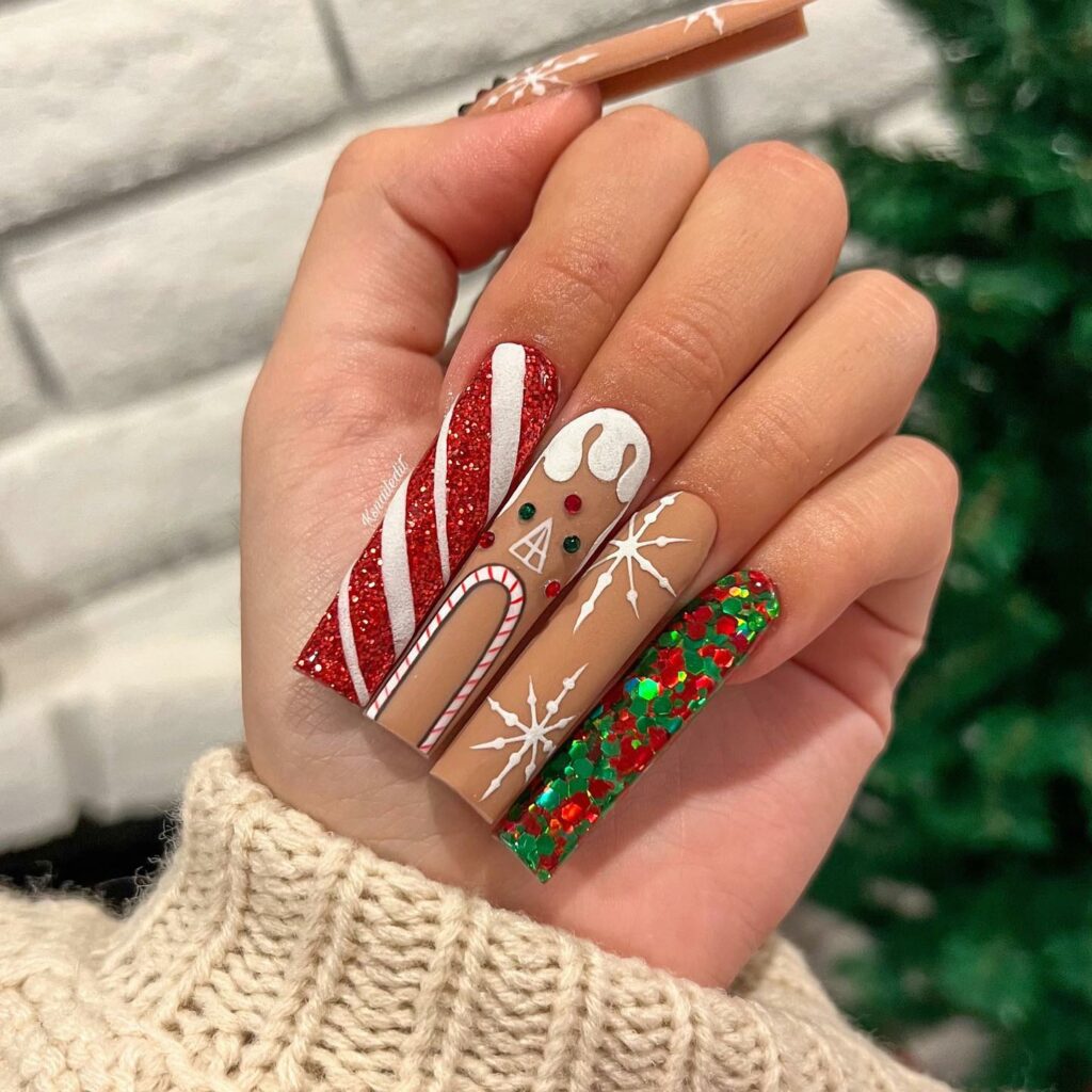 Get Festive with 20 Red And Green Christmas Nail Ideas in 2024 15 Whimsical Red and Green Christmas Nails