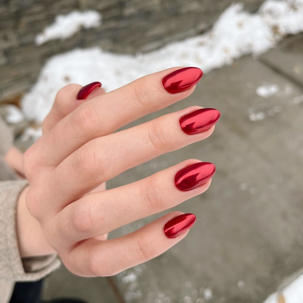 25 Latest Chrome Nail Ideas To Try In 2024! 11 Intense Passion of Red Chrome Nails