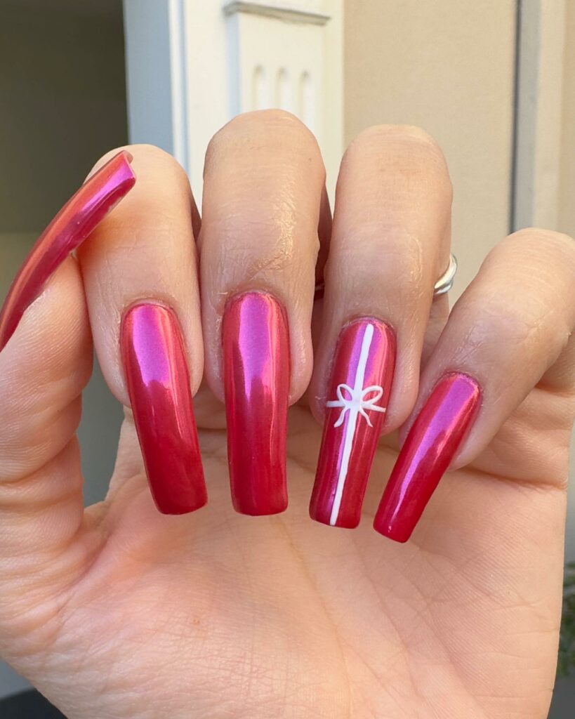 55 Latest Red Nail Ideas To Try In 2024! 39 Metallic Red Chrome Nails