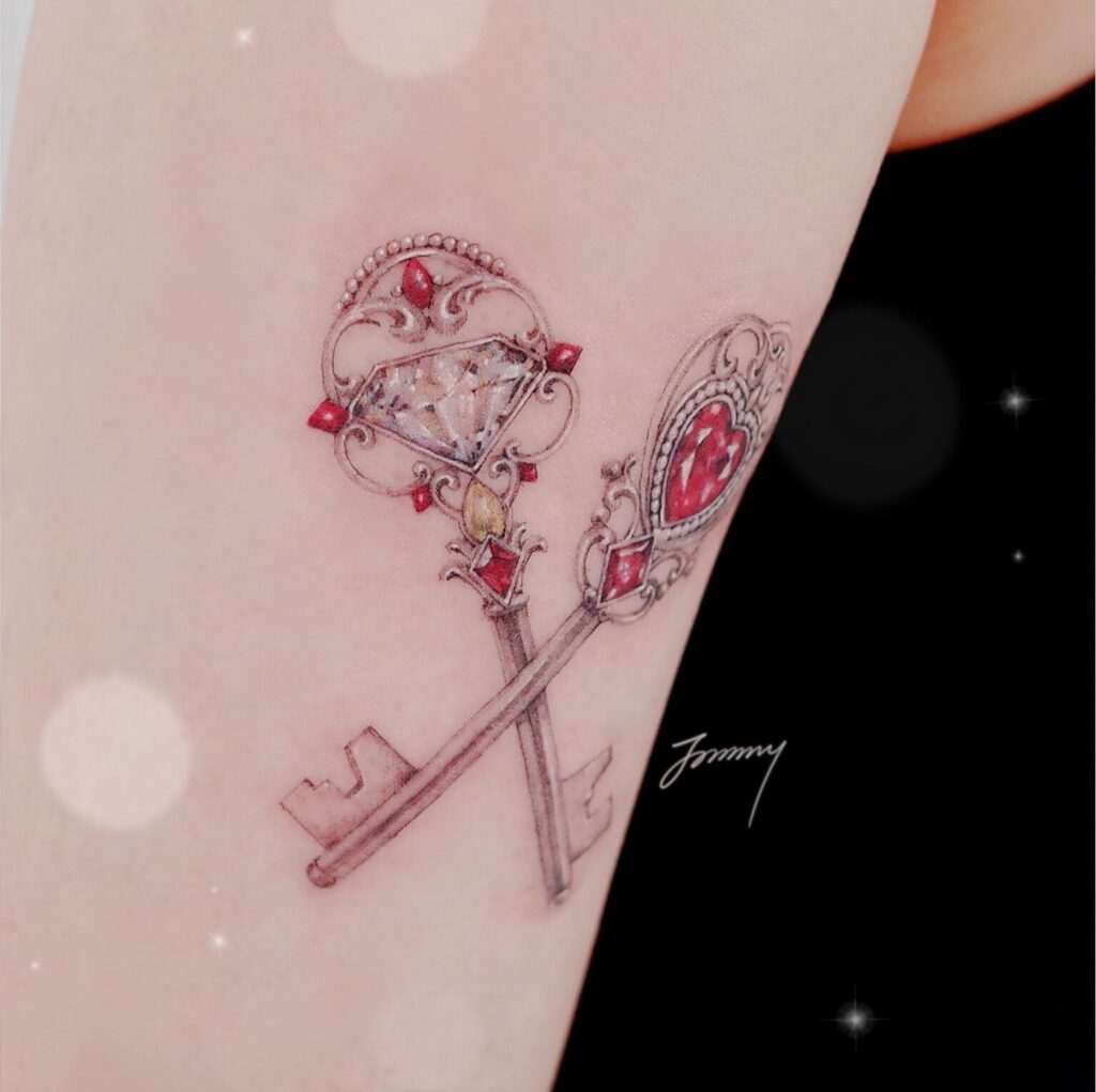 11+ Love Key Tattoo Ideas That Will Blow Your Mind! 11 Red Heart Key Tattoos