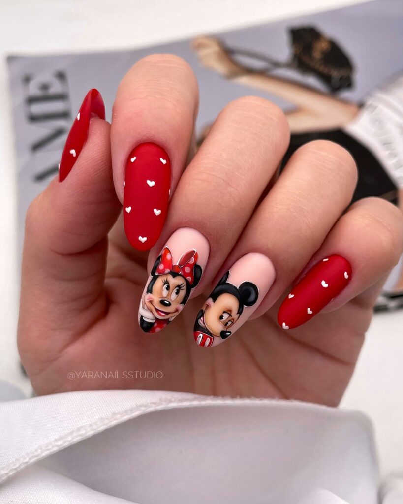 Immerse in Magic with 33 Disney Christmas Nail Ideas in 2024 31 Red Mickey Mouse Disney Christmas Nails