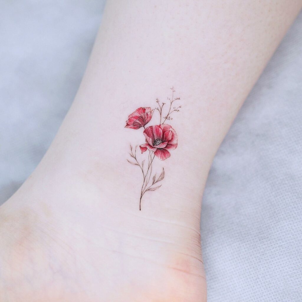 12+ August Birth Flower Tattoo Ideas That Will Blow Your Mind! 11 Red Poppy August Birth Flower Tattoo