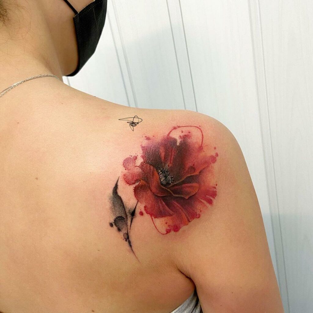 11+ Floral Watercolor Tattoo Ideas That Will Blow Your Mind 13 Red Watercolor Flower Tattoo