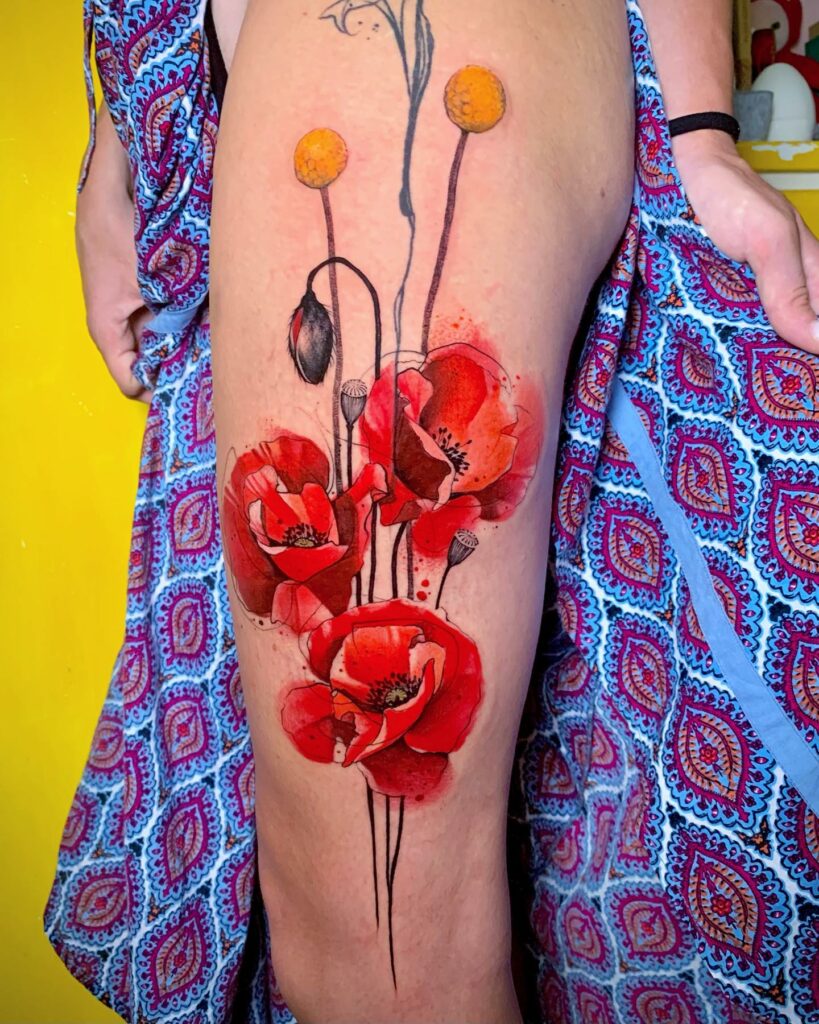11+ Small Watercolor Tattoo Ideas That Will Blow Your Mind! 13 Red Watercolor Flower Tattoo