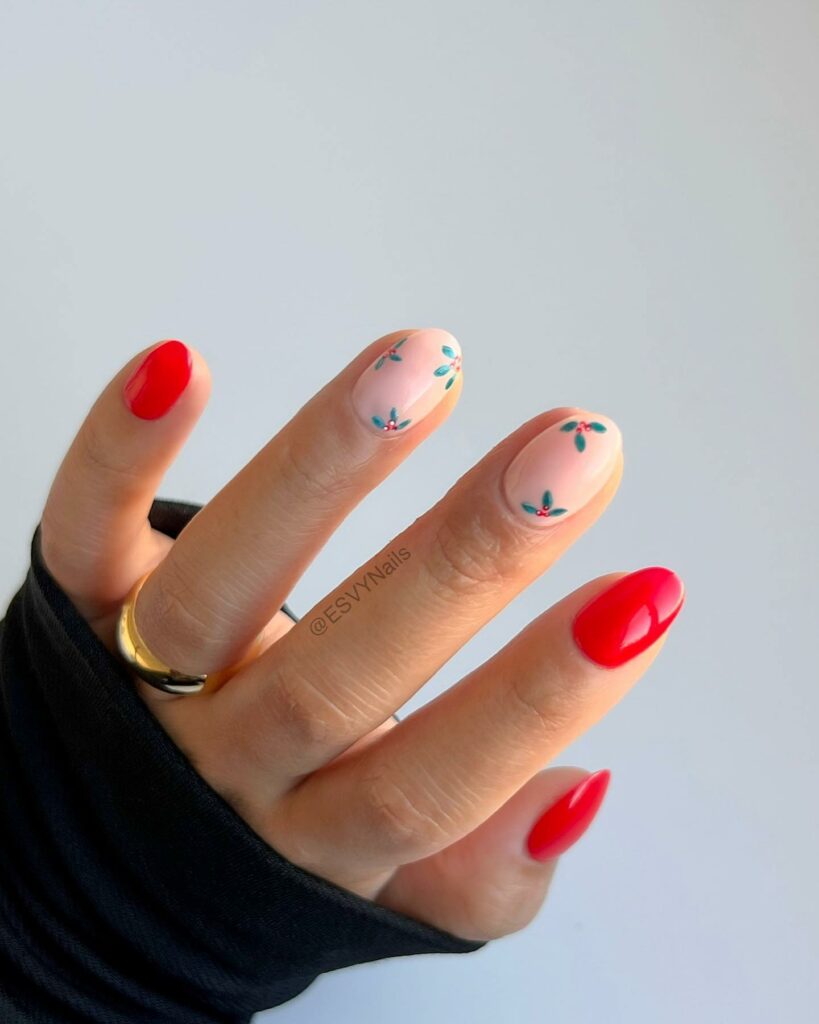 30 Latest Round Nail Designs To Try In 2024! 35 Red and Floral Round Nails