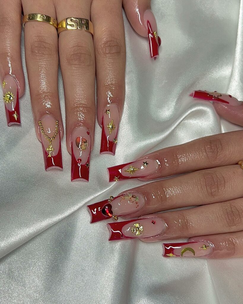 34 Latest Red and Gold Nail Designs To Try In 2024! 16 Classic Red and Gold Nails Design