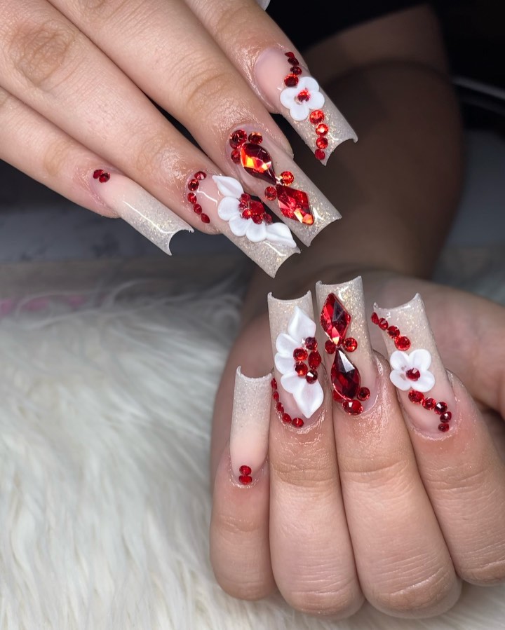 34 Latest Red and Gold Nail Designs To Try In 2024! 38 Red and Gold Nails Adorned with Precious Gems
