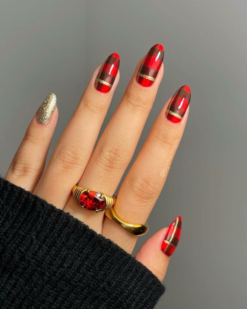 Shine Bright with 30 Red and Gold Christmas Nail Ideas in 2024 19 Red and Gold Nails with a Modern Twist