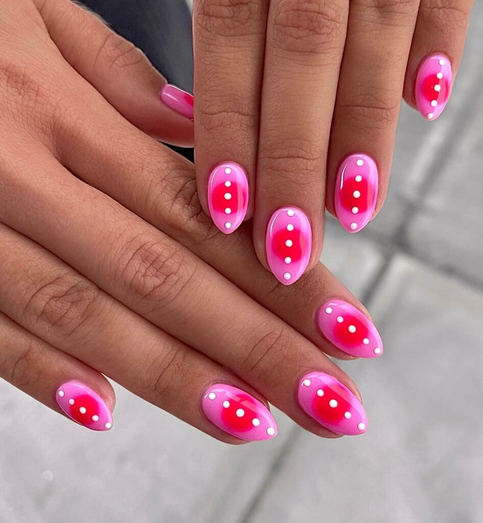 37 Latest Red And Pink Nail Design Ideas To Try In 2024! 30 Red and Pink Nails with Polka Dot Charm