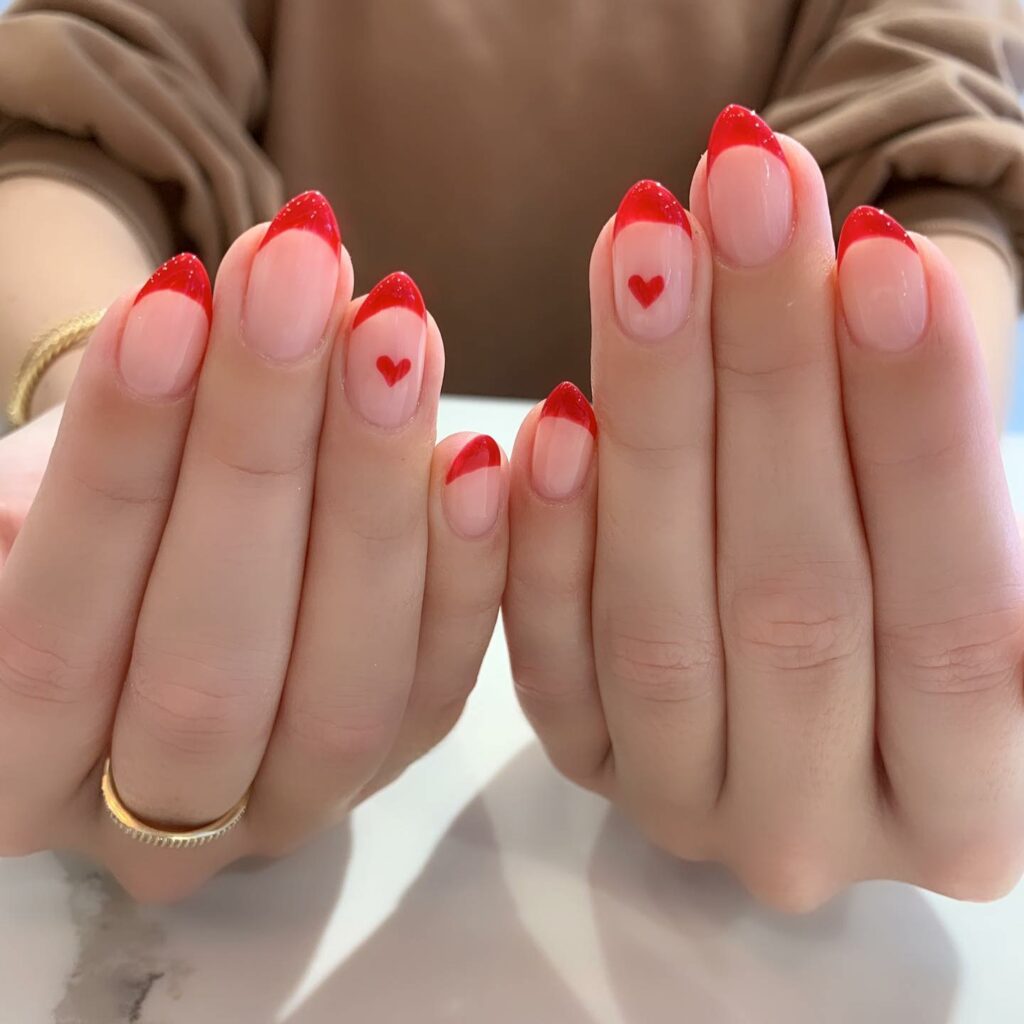30 Latest Heart Nails Ideas To Try In 2024! 38 Red-and-White Heart Tips