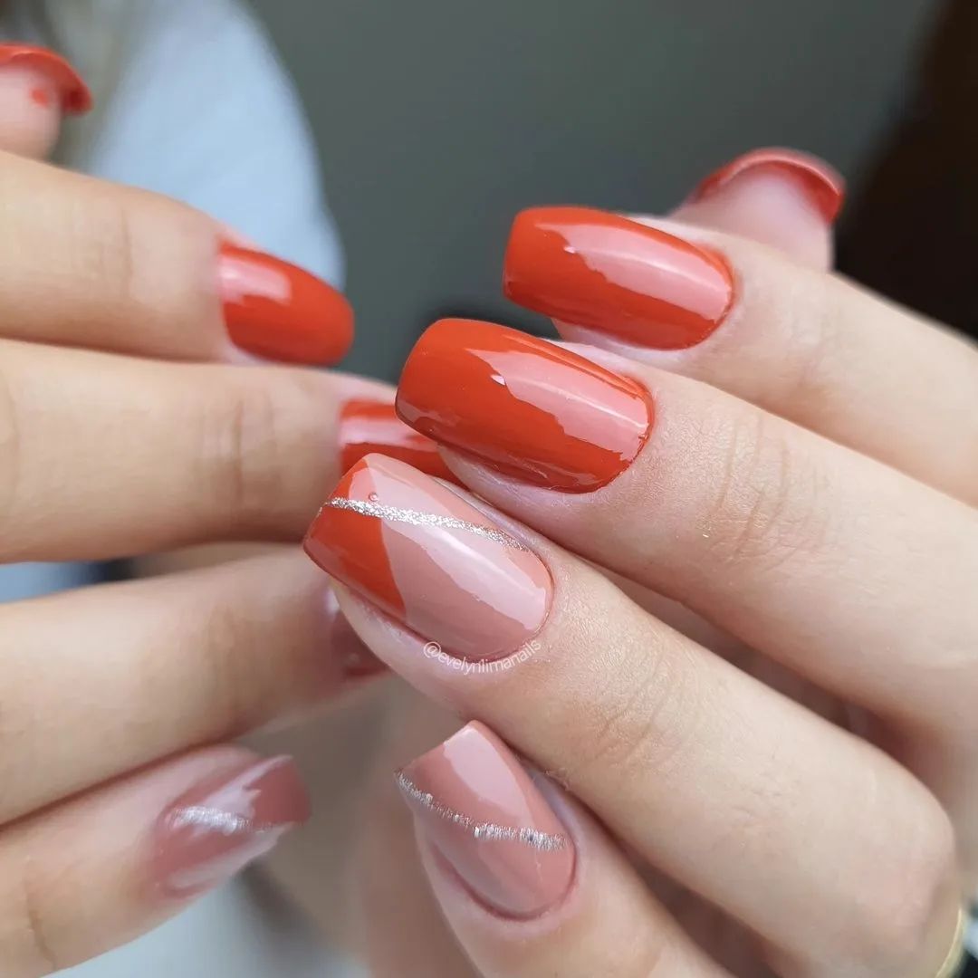 20 Latest Red Nail Designs To Try Today ✨ 12 Red Hot French Manicure with Glitter Accent