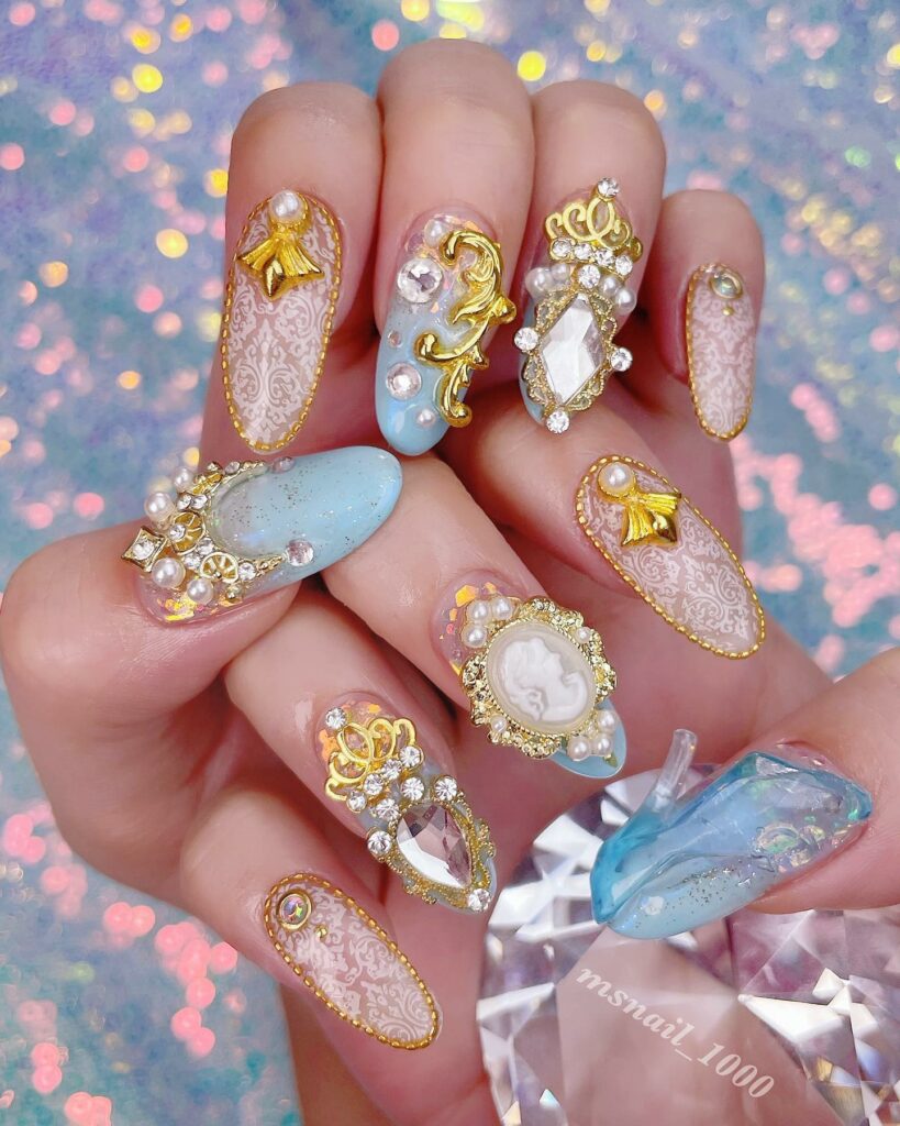 20 Latest Cinderella Nail Ideas To Try In 2024! 11 Regal Cinderella-Inspired Nails