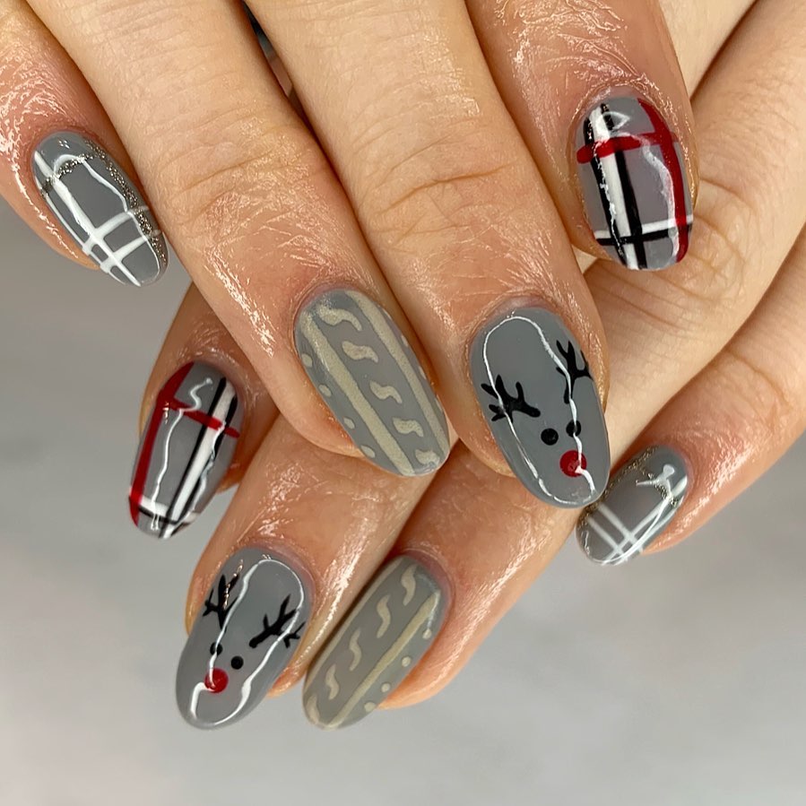 Get Cozy with 20 Grey Christmas Nail Ideas in 2024 25 Reindeer Revelries on Grey Christmas Nails
