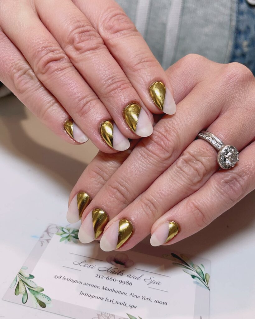 55 Latest Gold French Tip Nail Ideas To Try In 2024! 38 Innovative Reverse Gold French Nails