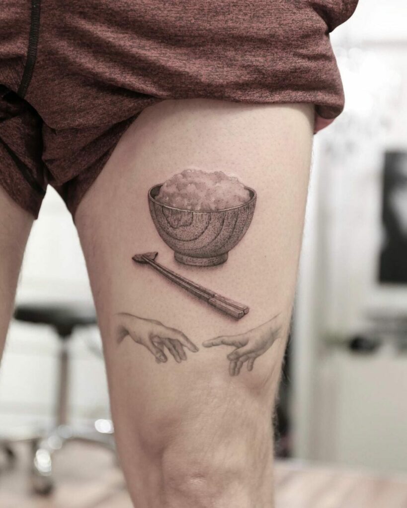 12+ Bowl Tattoo Ideas To Inspire You! 17 Rice Bowl Knee Tattoo