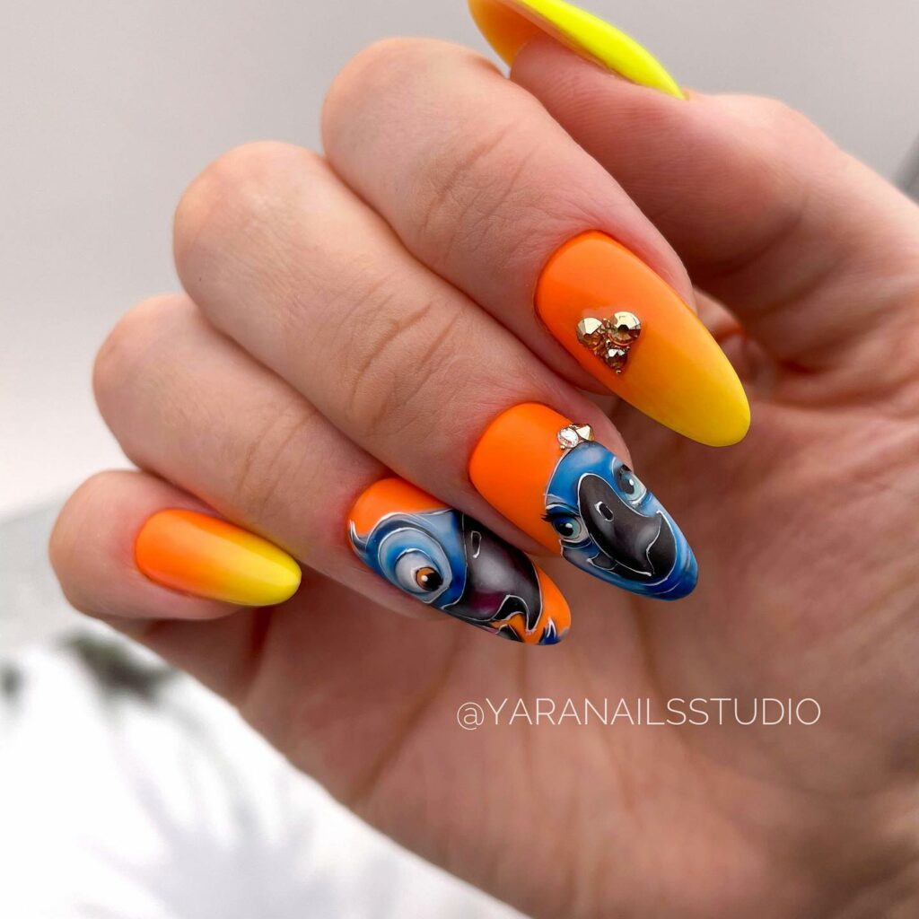 50 Latest Disney Nails Ideas To Try In 2024! 28 Rio Inspired Disney Nails