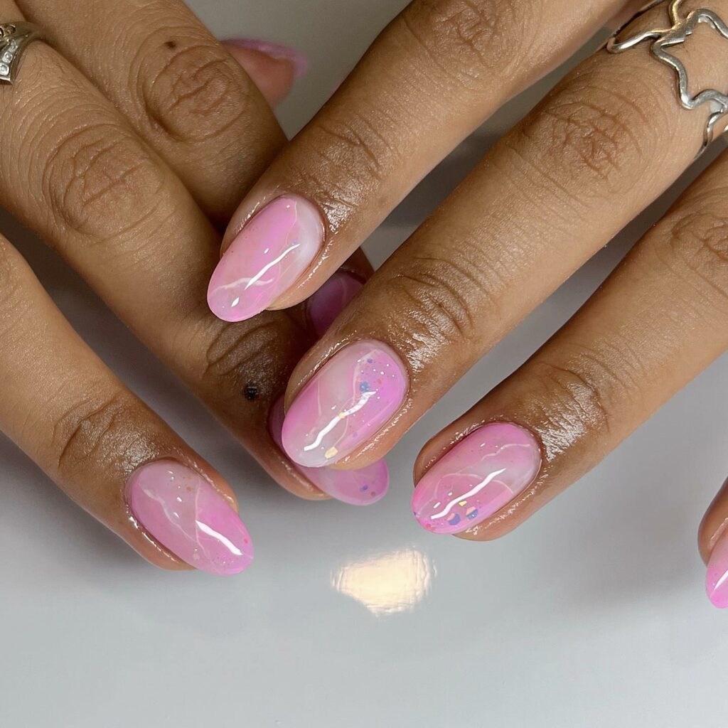 30 Latest Round Nail Designs To Try In 2024! 31 Romantic Look with Rose Quartz Round Nails