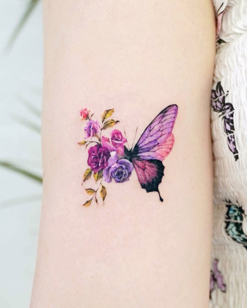 11+ Rose And Butterfly Tattoo Ideas That Will Blow Your Mind! 18 Rose And Butterfly Beautiful Statement Piece Tattoo