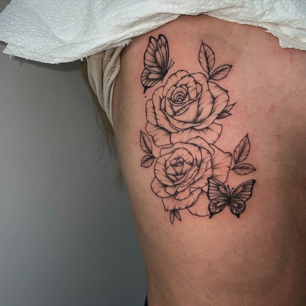 11+ Rose And Butterfly Tattoo Ideas That Will Blow Your Mind! 10 Rose And Butterfly Tattoo