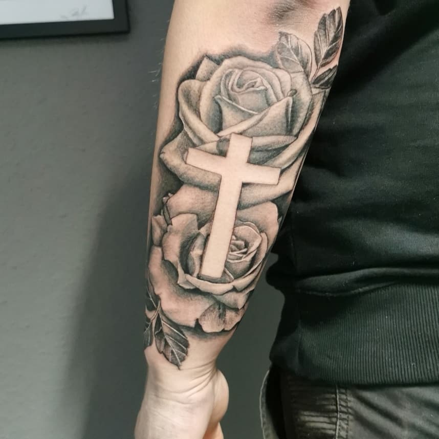 12+ Black Cross Tattoo Ideas To Inspire You! 16 Rose Black Cross Tattoo