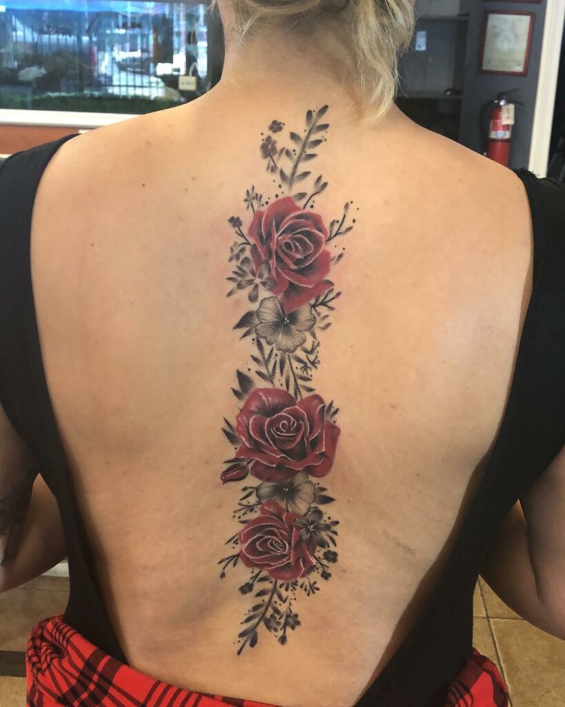 11+ Flower Spine Tattoo Ideas That Will Blow Your Mind! 15 Rose Flower Tattoo With Vintage Design Themes