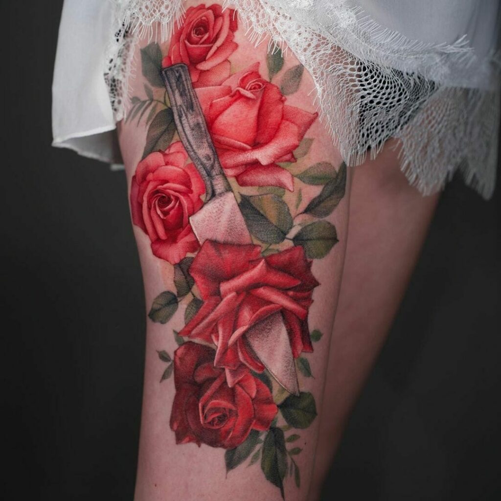 12+ Knife Tattoo Ideas To Inspire You! 15 Rose Knife Tattoo