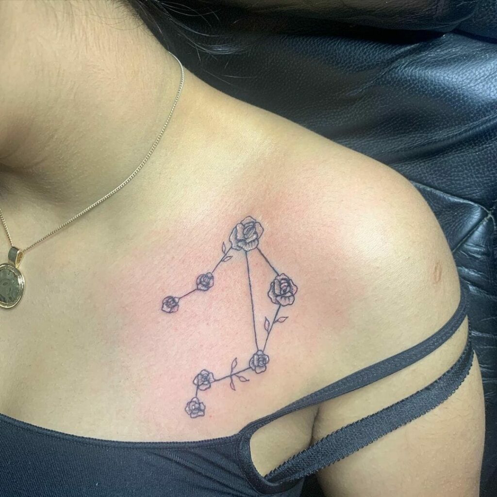 11+ Libra Constellation Tattoo Ideas You Have To See To Believe! 20 Rose Libra Tattoo With Constellation
