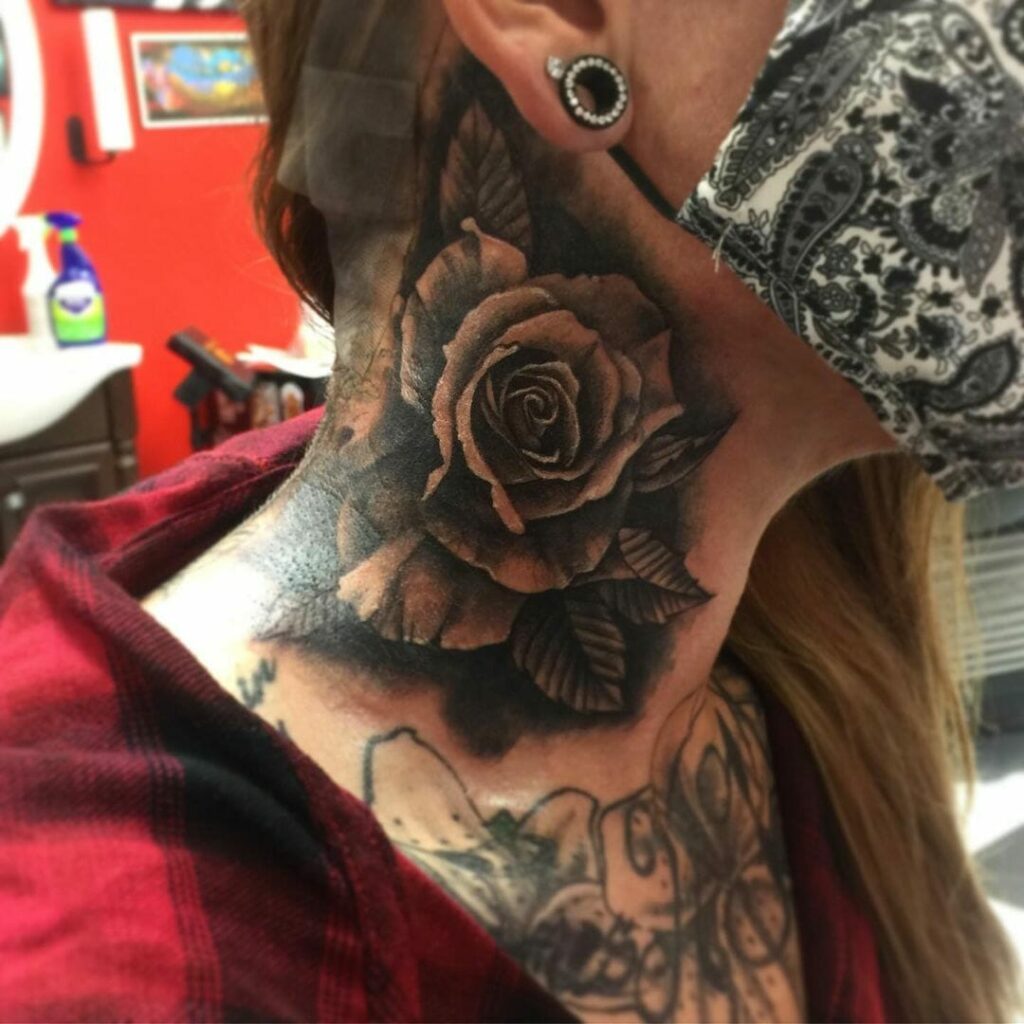 13+ Big Rose Tattoo Ideas That Will Blow Your Mind! 13 Rose Neck Tattoo