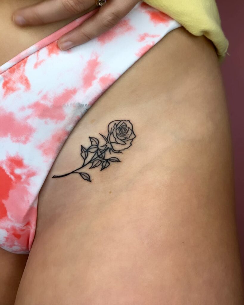 12+ Feminine Pelvic Tattoo Ideas That Will Blow Your Mind! 11 Rose Outline Pelvic Tattoo