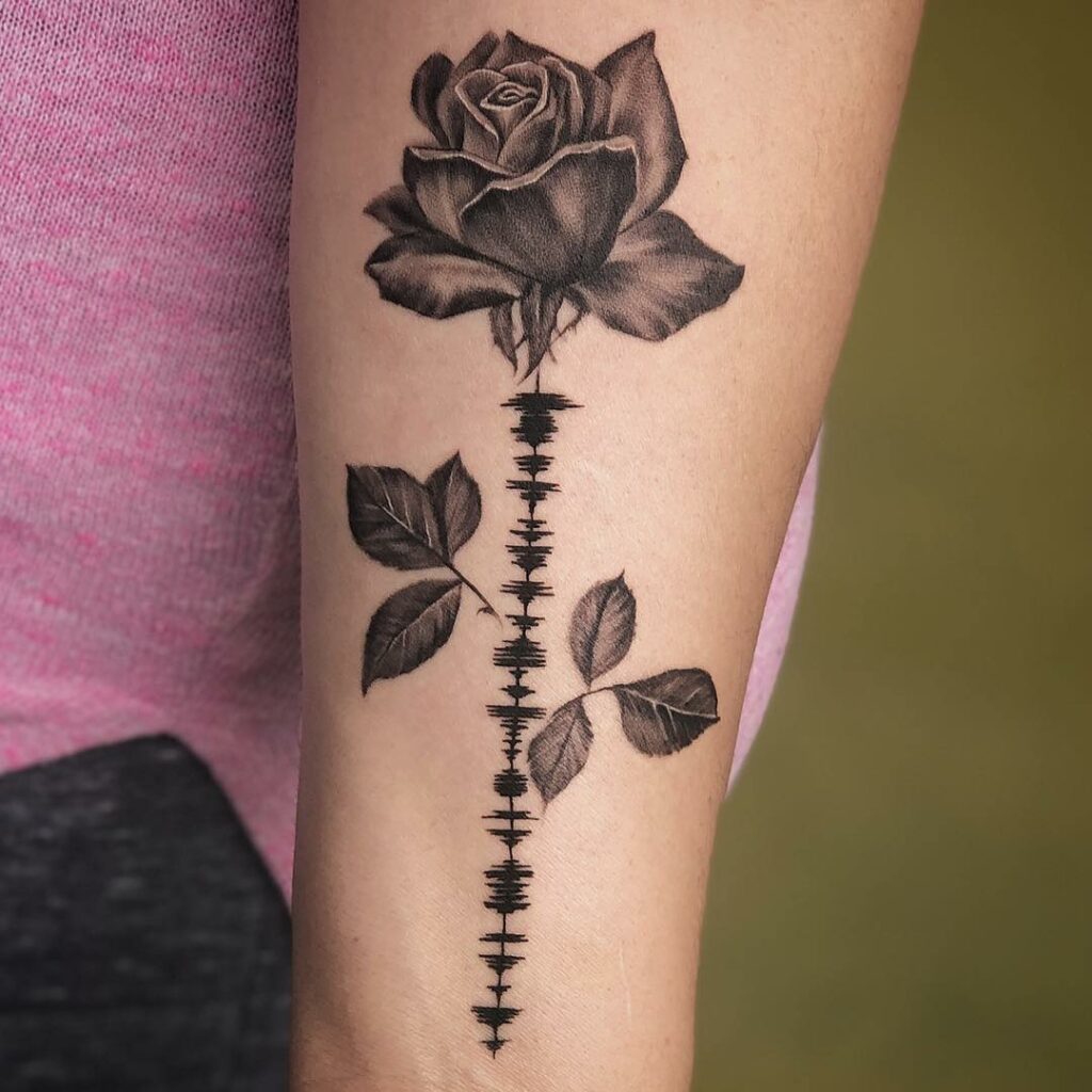 11+ Soundwave Tattoo Ideas That Will Blow Your Mind! 11 Rose Soundwave Tattoo