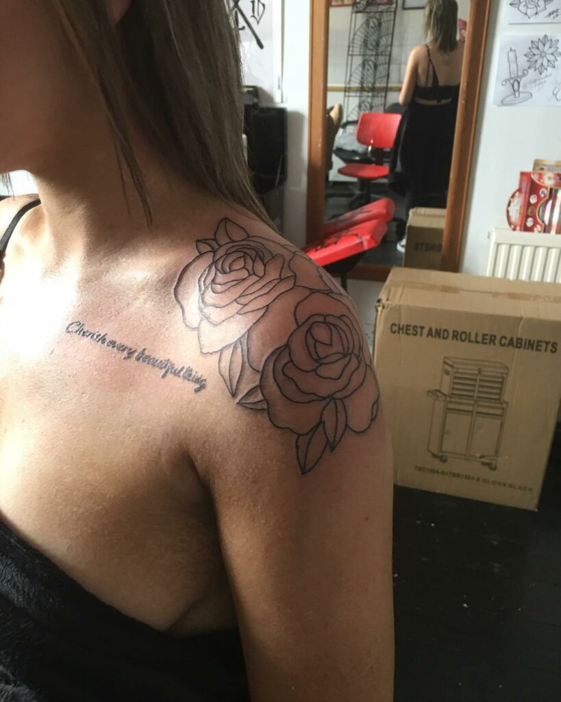 10+ Shoulder Rose Tattoo Ideas That Will Blow Your Mind! 13 Rose Tattoo On Shoulder With Name