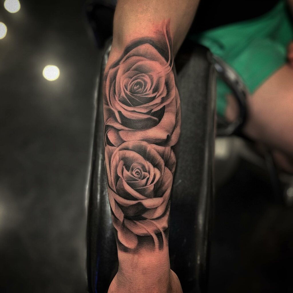 11+ Realistic Rose Tattoo Stencil Ideas That Will Blow Your Mind! 16 Rose Tattoo Stencil For Lower Arm