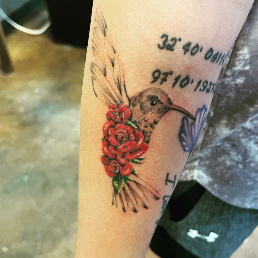 11+ Hummingbird Tattoo With Flowers That Will Blow Your Mind! 14 Rose and Hummingbird Tattoo