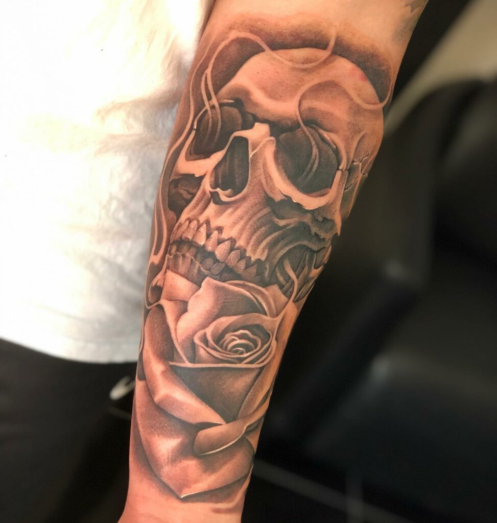 11+ Black And White Rose Tattoo Ideas That Will Blow Your Mind! 18 Roses And Skull Black And White Tattoo Ideas