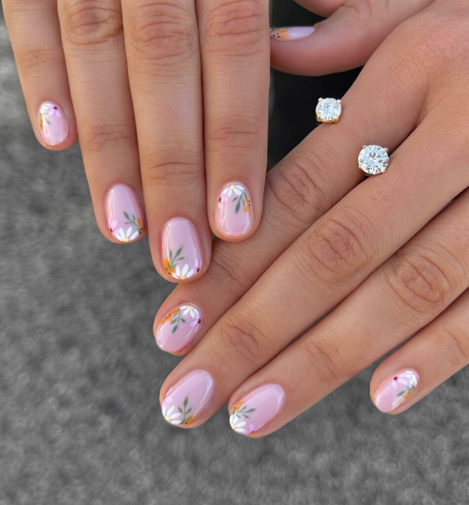 2024's Latest Flower Nail Designs: 29 Designs to Try 19 Rosy Nudes flower nails