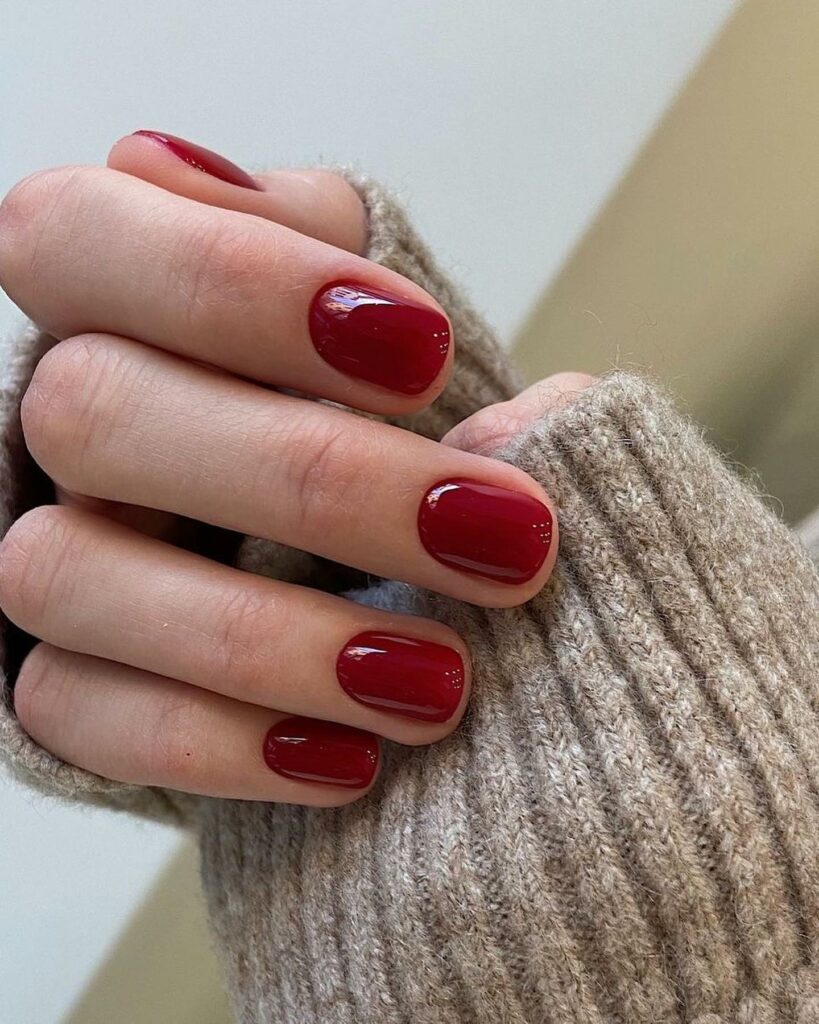 Fall in Love with 57 Short Fall Nail Designs in 2024 26 Rosy Red Short Fall Nails