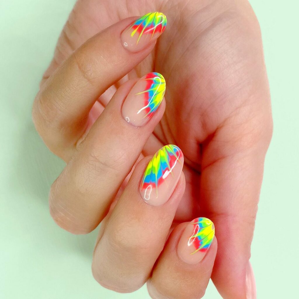 Get Artsy with 25 Tie-Dye Nail Designs in 2024 11 Timeless Round Tie-Dye Nails
