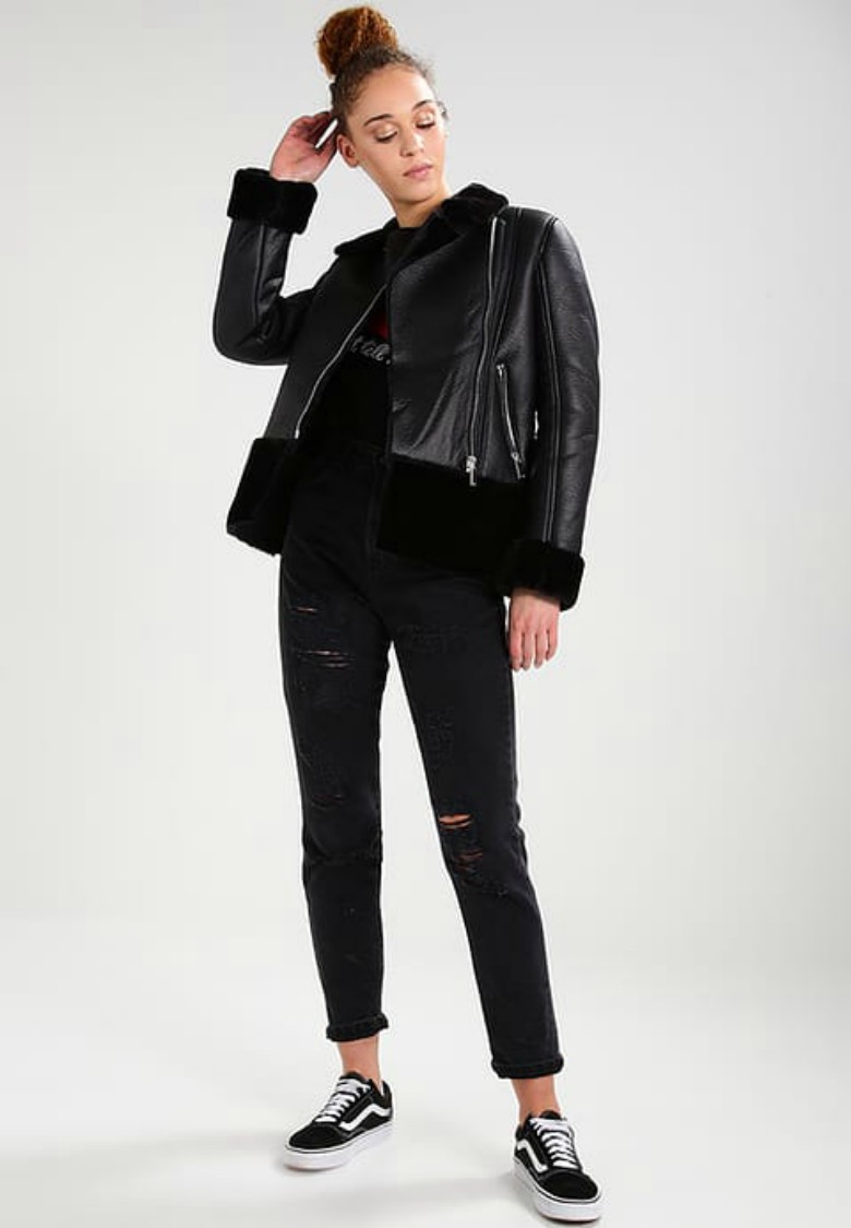 Celebrity Trend - Shearling Jackets & Coats 17 SHEARLING BIKER - Faux leather jacket
